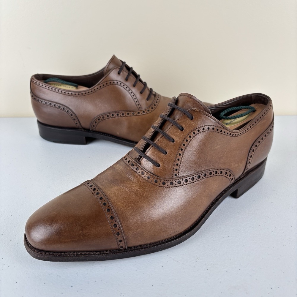 Carmina Dress Shoes Mens 8.5 EE Wide Brown Cap Toe Oxford Brogue Welted Spain